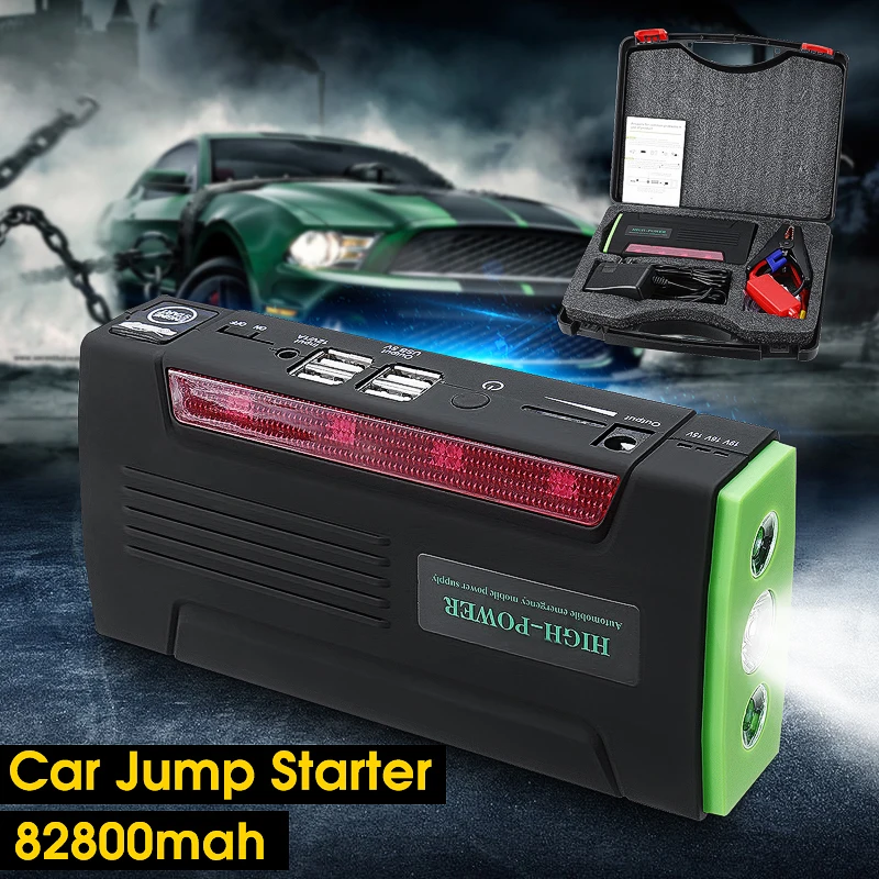 

KROAK Multi-Function Portable 12V Car Jump Starter 600APeak 9000mAh Battery Emergency Power Supply Charger 4 USB Port