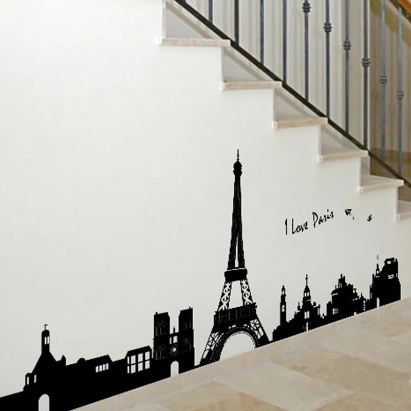 

Romantic Paris Style Wall Sticker for Kids Room, Decorative Wall Sticking Tower Decal, Removable Plastic Wall Stickers, 50x70cm