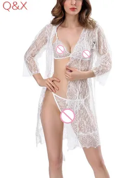 

DL7 2017 Sexy Lingerie Women Hot Plus Size S-2XL Erotic Lace Lady lingerie Sleepwear Dress Sexy Lingerie + G String+Ribbon+Bra