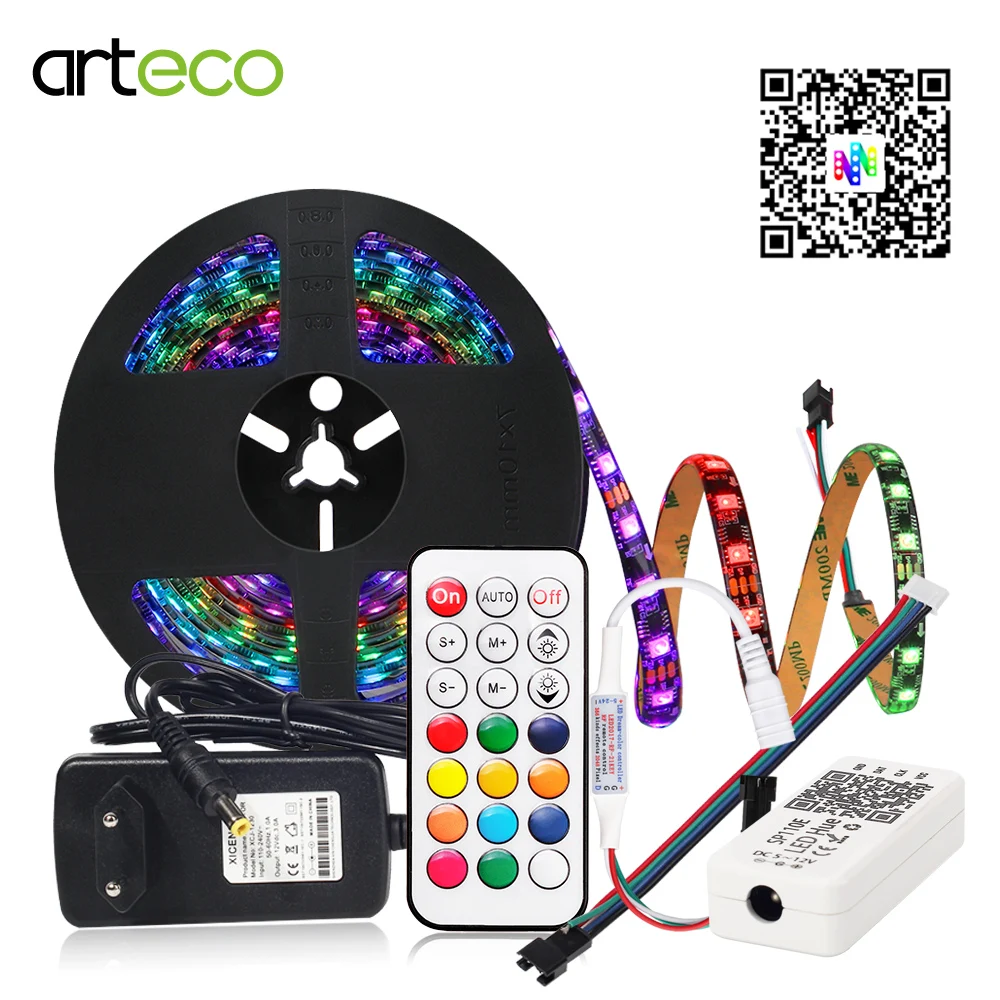 

12V WS2811 Led Strip Light Dream Color With 21Key Remote,Bluetooth,Music Controller RGB Pixel Strip Light 1M/2M/3M/4M/5M Set