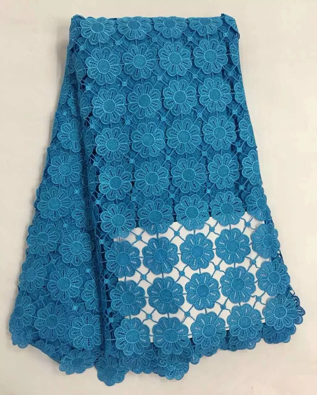 

2019 Newest High quality nigerian wedding african lace fabric/ guipure cord lace fabric for wedding party in Teal color VS-R958