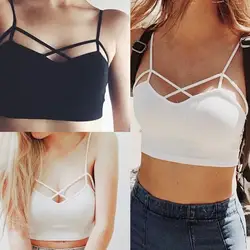 Пикантные Для женщин вырезать черный танк Шорты, рубашка Bralette сандалии крючком Обрезанные Блузки для малышек бинты Холтер без рукавов