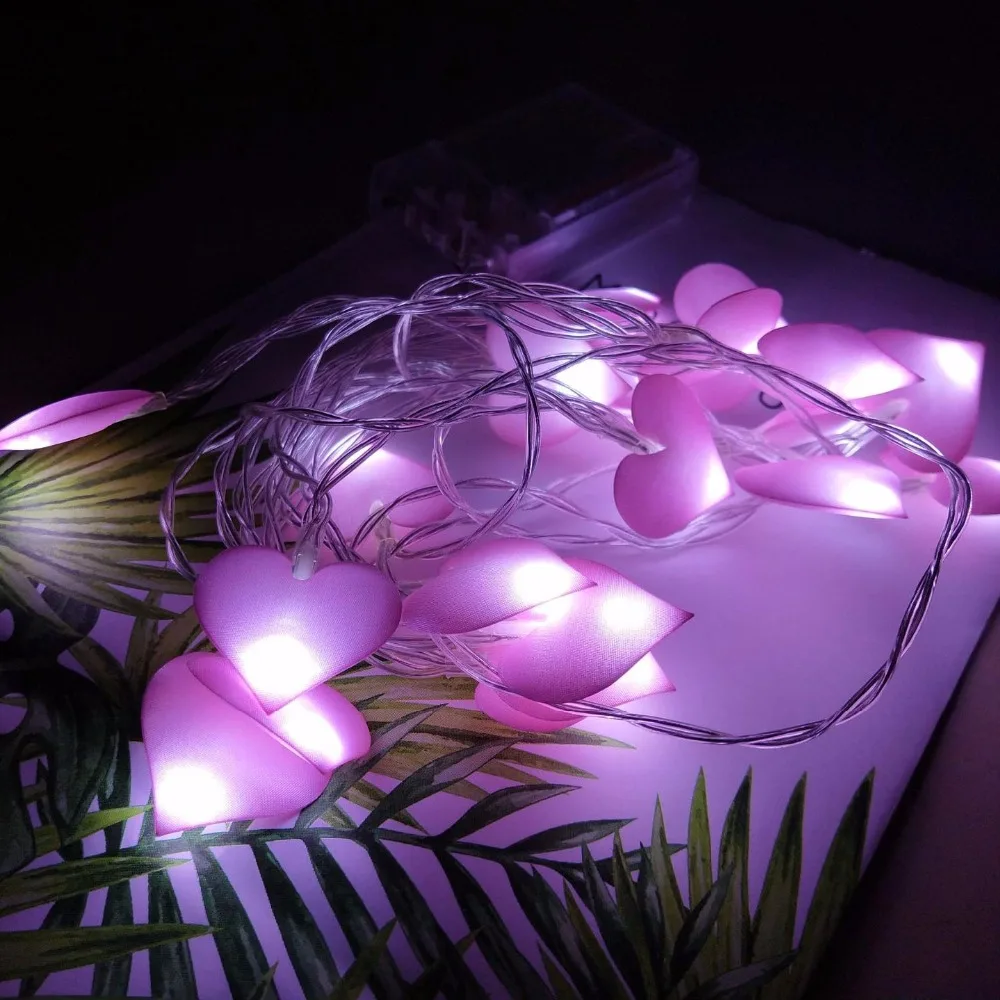 Heart Fabric LED Battery String Lamps Holiday Lights Outdoor Indoor