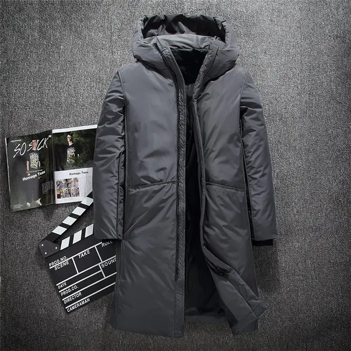 Модная длинная теплая зимняя куртка, Мужская водонепроницаемая одежда, мужское хлопковое осеннее пальто, качественная белая парка на утином пуху, мужское пальто - Цвет: 7085 gray