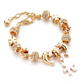 

SZELAM Women Gold Bracelet Pulseras Mujer Moda 2019 Animal Dolphin Boy Charm Bracelets For Woman