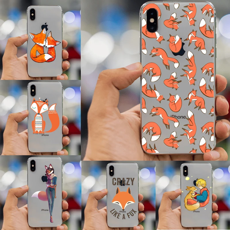 

The Fox Soft TPU Silicone Case Cover For iPhone XS Max 8 8Plus 7 7Plus 6 6SPlus 5S SE XR Cute fox cartoon cover.