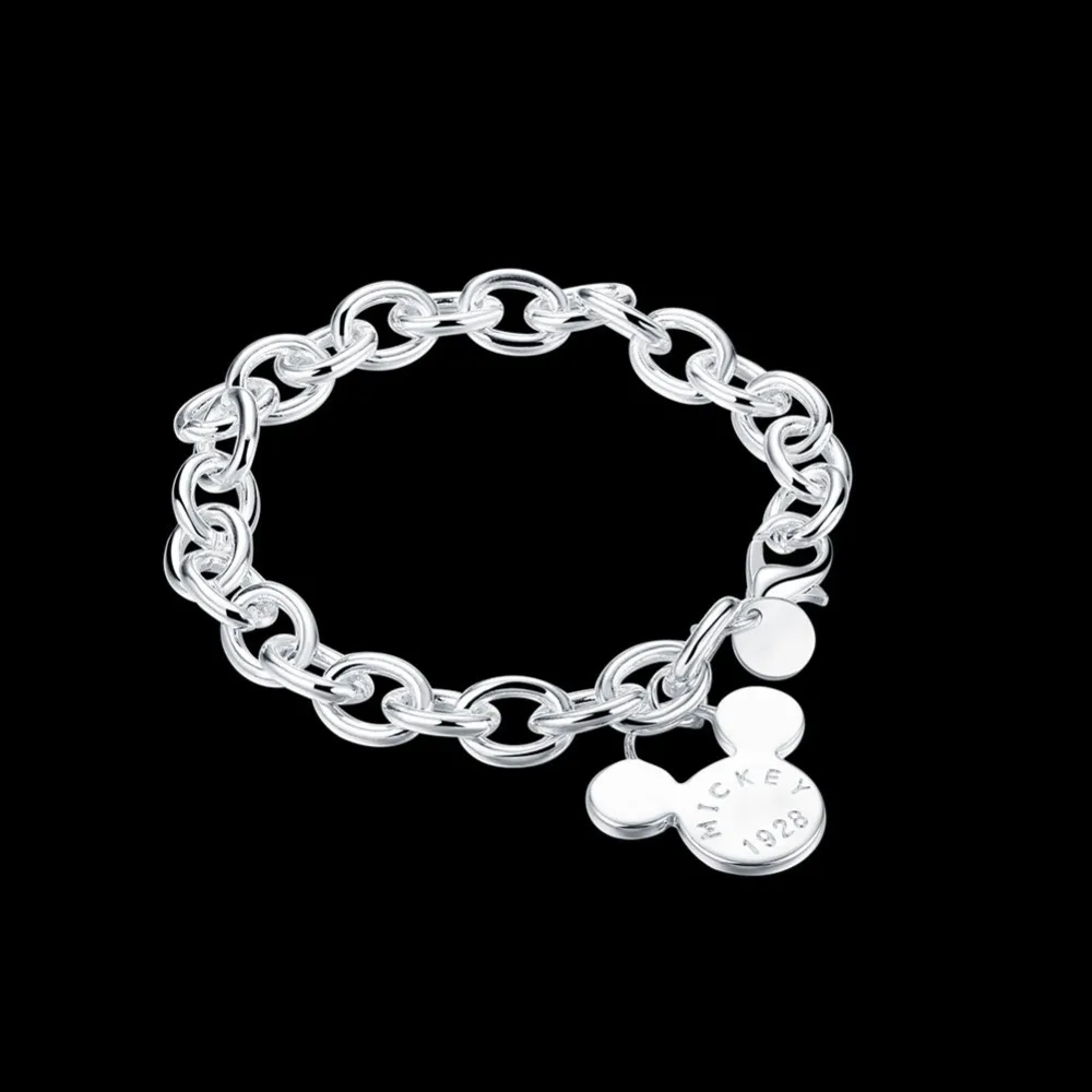 

Fashion women's Jewelry silver chain bracelet Mickey Classic charm style beautiful birthday gift top quality global hot