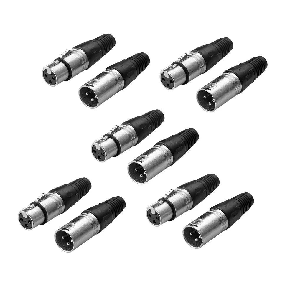 

Male / Female XLR Jack 3 Pin Microphone Audio Connector (5 Pair)-MUSIC