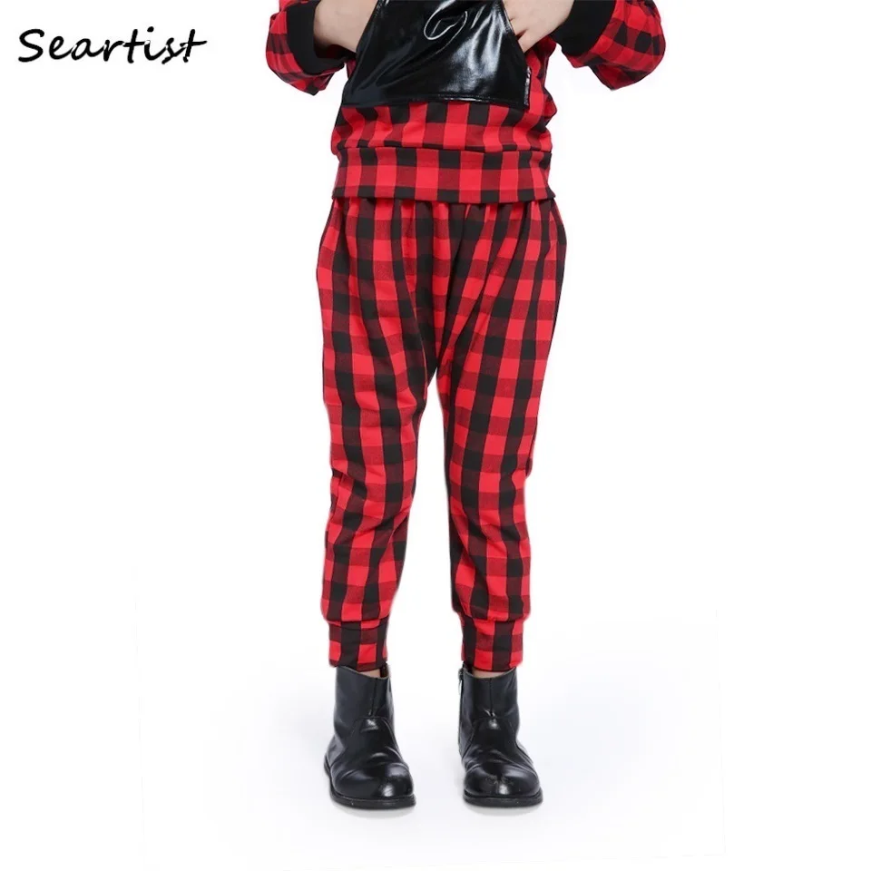 kids red plaid pants