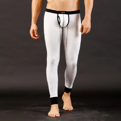 Новое поступление, мужские кальсоны из модала, мужские теплые штаны, тонкие эластичные линии, мужское модное сексуальное нижнее белье, обтягивающие леггинсы, кальсоны - Цвет: Белый
