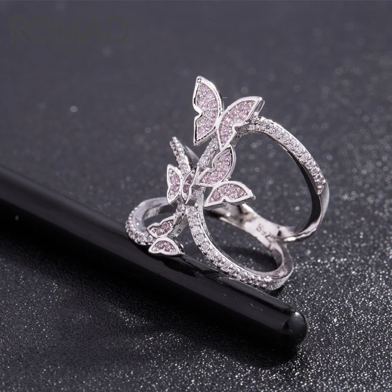 

ROMAD Butterfly Crystal Zircon Wings rings for women wedding rings engagement ring women rings Party Jewelry Girls bague femme