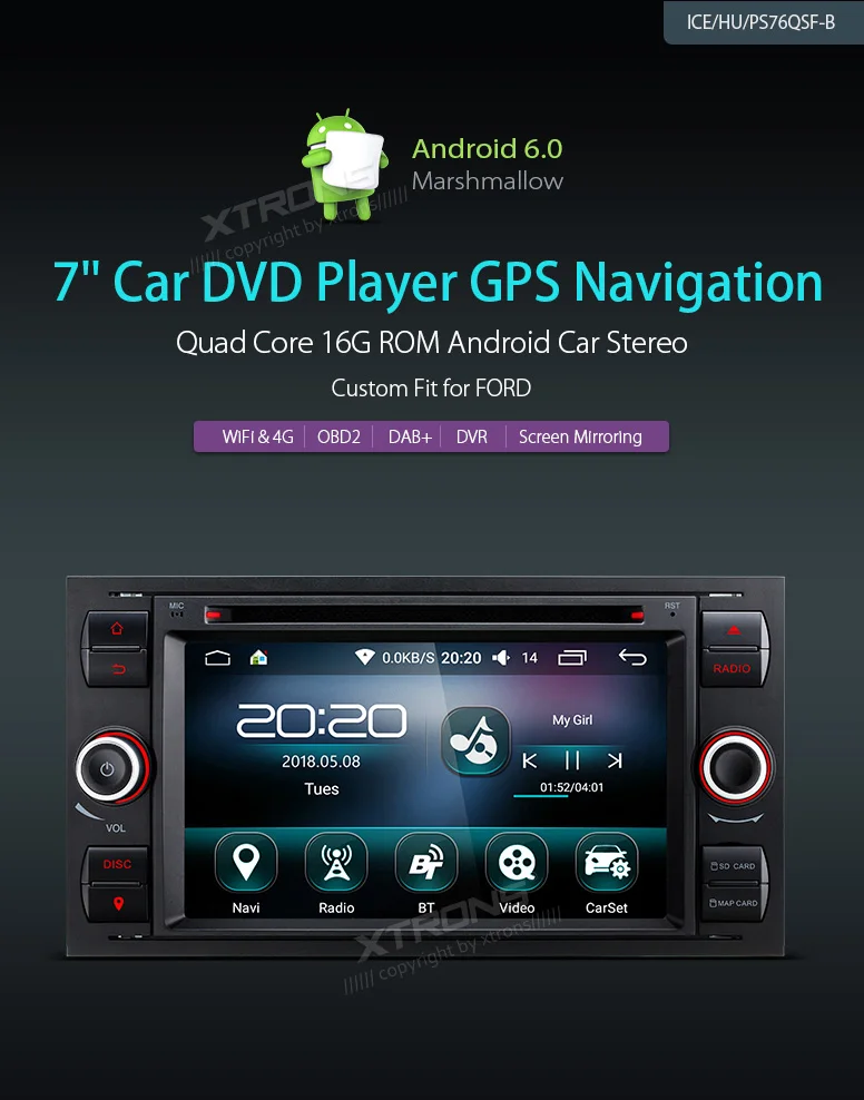 Flash Deal XTRONS 7" Android Radio Car DVD Player Head Unit Stereo GPS OBD Navigation for Ford Connect Fiesta Transit Fusion 2006 2007 2008 2