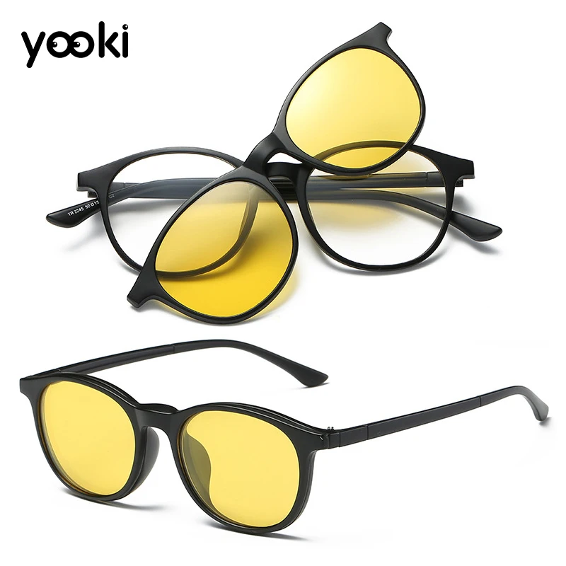 Магнитные поляризованные солнцезащитные очки с зажимом для вождения Невидимый охват очки для близоруких кадров Мода