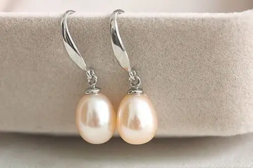 

2016 NEW LONE pairs PINK 9X12mm AAA+ south sea pearl earrings 14 White Gold