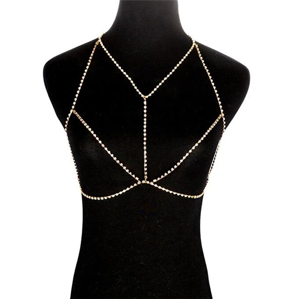 Crystal Body Chain Bra Necklace Bikini Body Chain women Beach bodychain