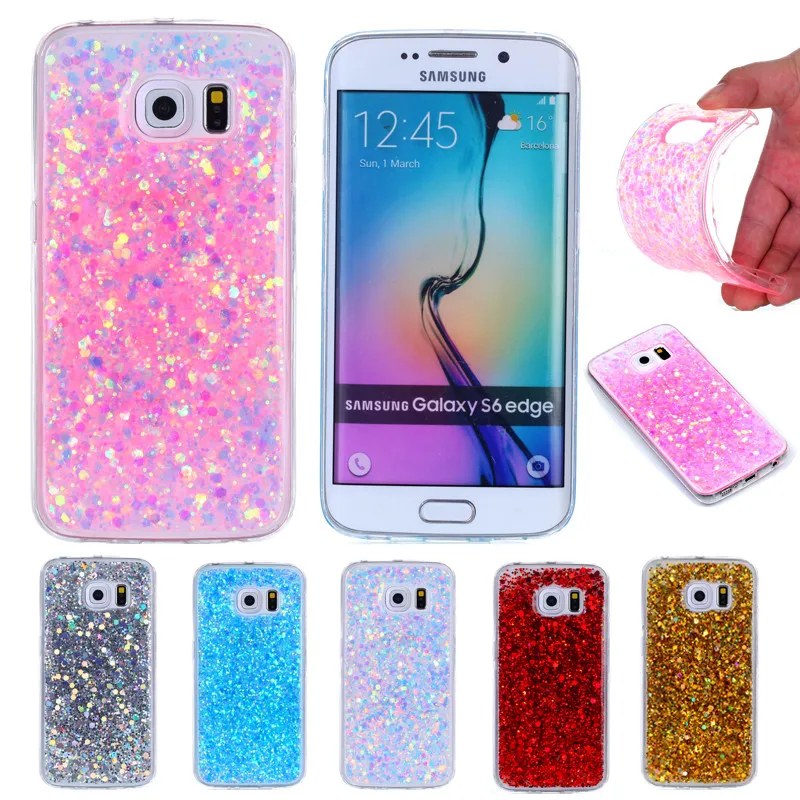 

For Samsung S6 Edge G925 G925f Glitter Case Colored Shiny Glitter Silicone TPU Soft Back Cover Case for Samsung Galaxy S6 Edge