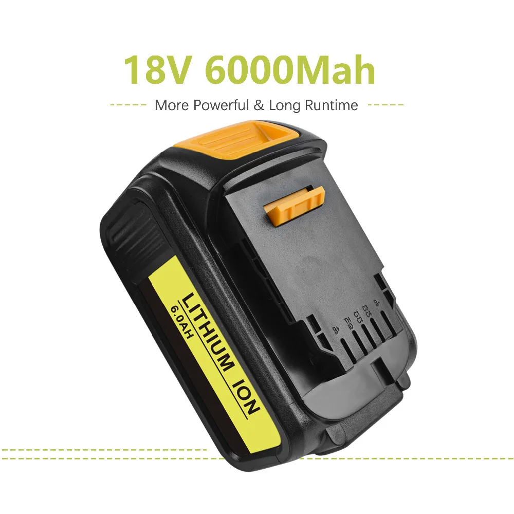 Batcool 1pcs6000mAh 18В для Dewalt батарея электроинструмента DCB180 DCB181 DCB182 DCB201 2 DCB200 DCB204