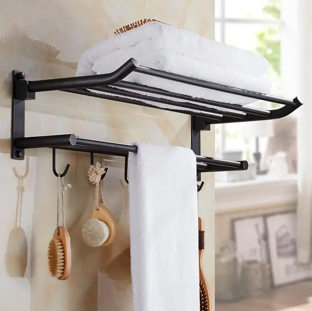 New Arrival 50 Cm Folding Bathroom Towel Rack Black Oil Brushed New Arrival 50 Cm Folding Bathroom Towel Rack Black Oil Brushed Foldable Fixed Bath Holder