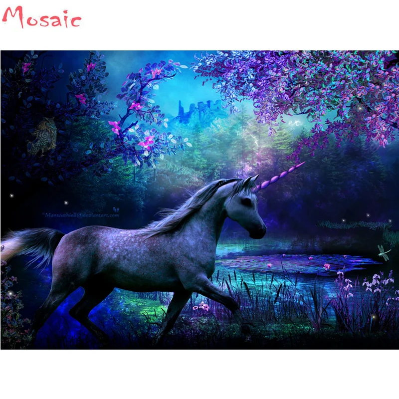 

Full Square Drill 5D DIY Diamond Painting Fantasy forest"animal unicorn" Embroidery Cross Stitch Mosaic Home Decor Gift