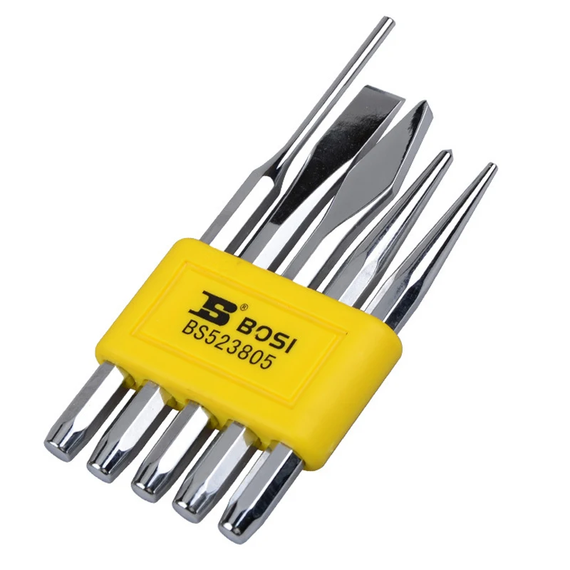 5pcs Center Positioning Punch Set Pin Punches Center Pin Punch Drift Punching Chromium Vanadium