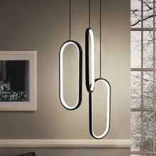 Современный светодиодный подвесной светильник черного/белого цвета для гостиной, столовой, акриловый алюминиевый корпус, кухонная Подвесная лампа