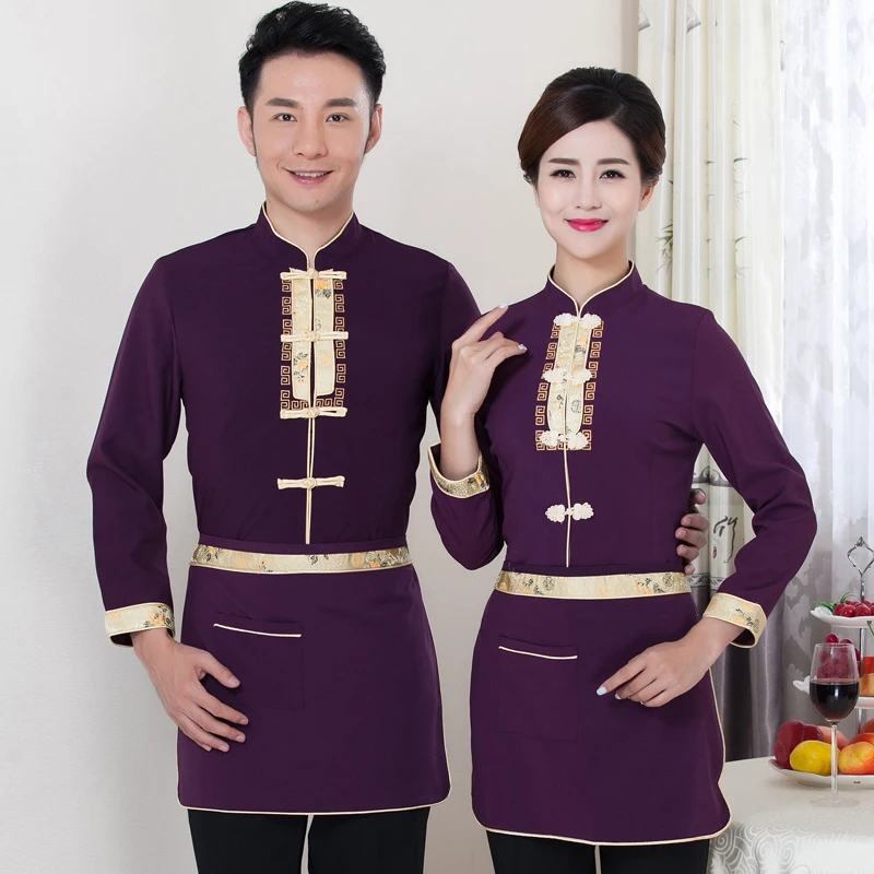 Hotel uniforme mujer restaurante Cafe té uniformes de camarero de manga larga camarera general uniformes de limpieza J029 Hotel uniforme mujer restaurante Cafe té uniformes de camarero de manga larga camarera general uniformes de limpieza J029