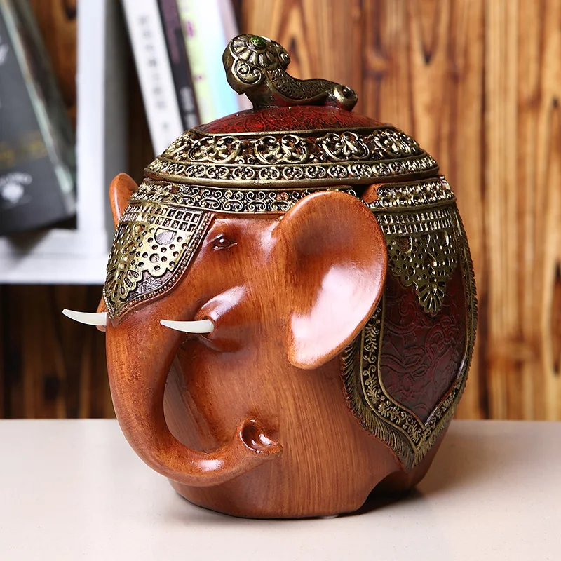 

Original Exquisite Elephants Large Ashtrays High Quality Solid Wood Crafts Creative Home Decoration Tourist Souvenir