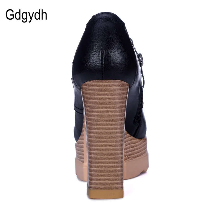 US $29.73 Gdgydh Spring Autumn Thick HighHeeled Shoes Pumps Woman Round Toe Lacing Female Platform Shoes Casual Office Ladies Shoes 42
