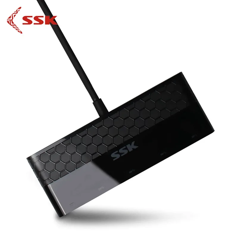 SSK Многофункциональный type-C концентратор type-C к type-C+ 4 порта USB3.0 адаптер type-C адаптер с PD кабель передачи данных Высокоскоростной - Цвет: Черный