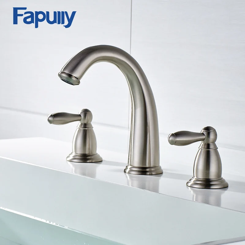 fapully bacino del bagno oro rubinetto 3 fori rubinetto lavandino del bagno deck mounted calda e