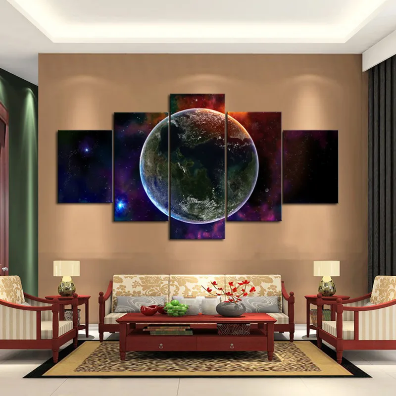 Fantasy Universe wall art unique 5 panels wall painting for living room