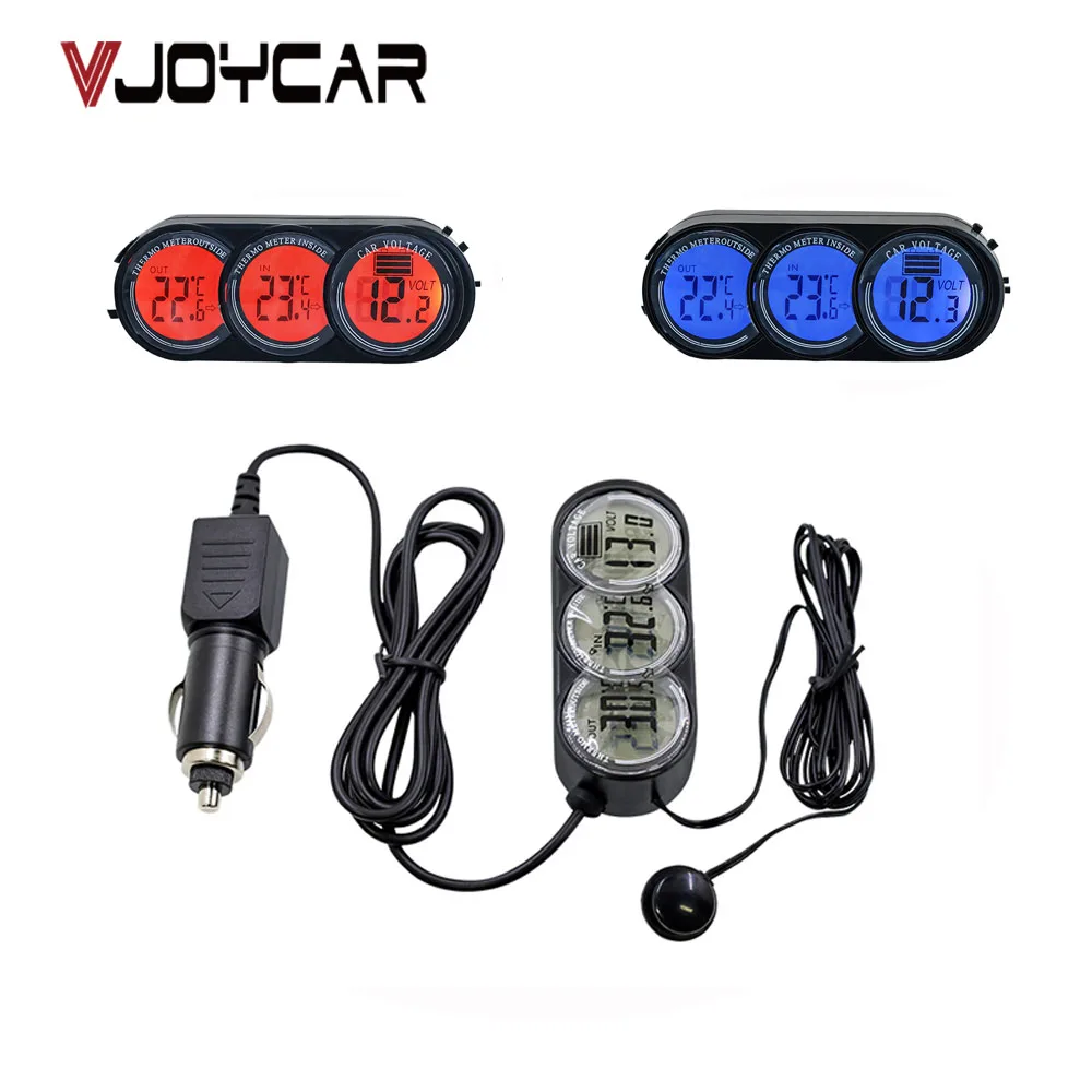 

China Top Quality In/Out Car Thermometer Voltage Monitor Meter Digital Display Screen Interior Car Accessories Cool Decoration