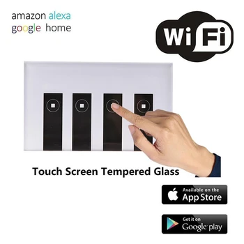 

Touch Switch Smart Light Switch Panel Wall Interruptor 1/2/3/4 Gang Piano key Wifi Light Switch Work with Alexa Google Home
