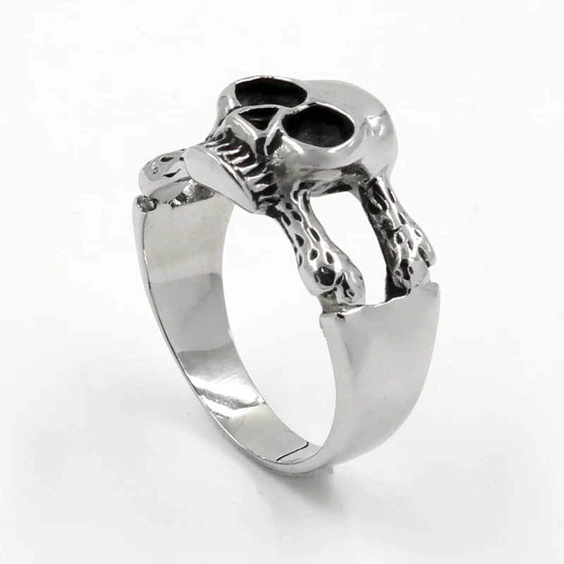 Jewelry Men Ring whiteVintage Punk Skeleton Rings Stainless steel Skull Hand Ring High Quality