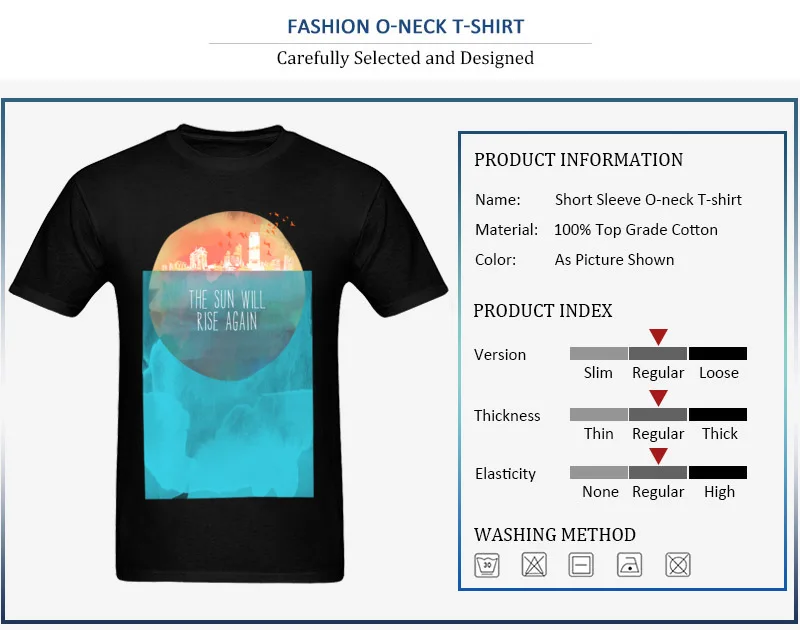 The Sun Will Rise Again Crewneck Top T-shirts Summer Tees Short Sleeve Hip Hop Pure Cotton Slim Fit Sweatshirts Funny Mens The Sun Will Rise Again