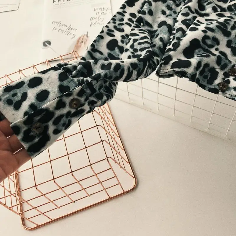 Женская шифоновая рубашка ALPHALMODA модная леопардовая с длинным рукавом и