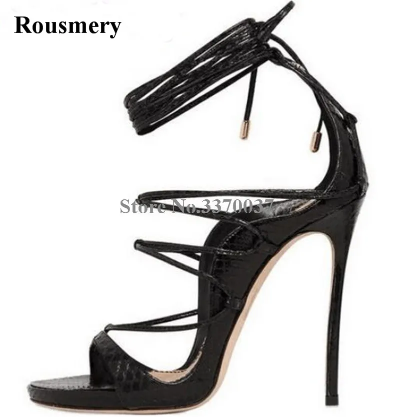 Women Summer New Fashion Open Toe Lace-up Gladiator Sandals Cut-out Pattern Leather High Heel Sandals Dress Shoes Women Summer New Fashion Open Toe Lace-up Gladiator Sandals Cut-out Pattern Leather High Heel Sandals Dress Shoes