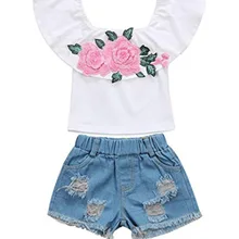 Детский комплект из топа и штанов для девочек; комплект летней одежды для девочек; комплект детской одежды из 2 предметов