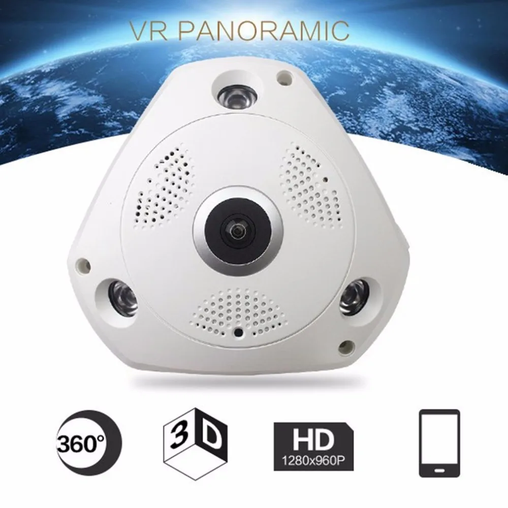 

Wireless Panoramic Camera 1.44mm Lens 360-Degree Camera HD 960P Motion Detection WIFI IP Camera Home Security System