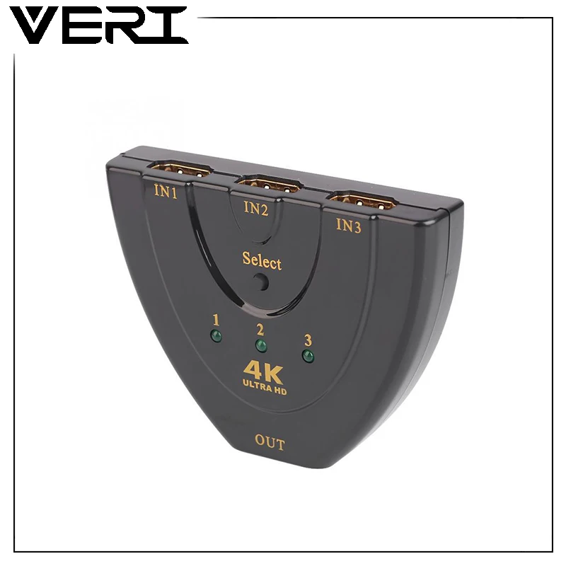 VERI 3 Ports HDMI Switch Switcher Splitter for XBOX 360 PS3 PS4 Projector Smart Android HD 1080P 2K*4K Input to 1 Output | Электроника