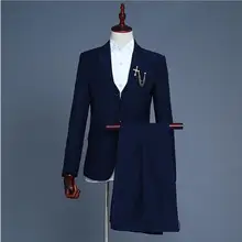 Новинка, роскошный мужской свадебный костюм, мужские приталеные блейзеры, костюмы для мужчин, костюм для деловой вечеринки, костюм Homme, комплект из 3 предметов