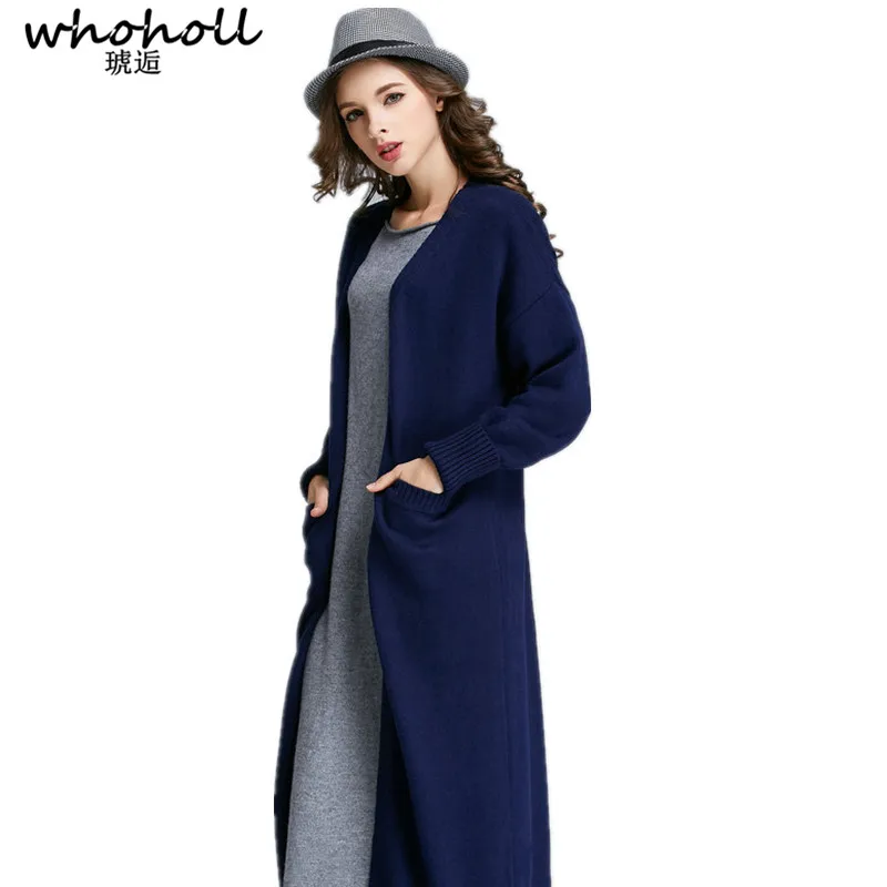 WHOHOLL 2019 Spring New Wild Loose Long Knitwear Cardigan Women Sweater Coat Long Sleeve Coat  Sweaters Fashion Women