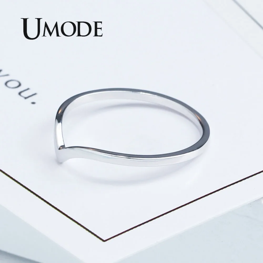 UMODE обручальные простые волнистые V образные кольца 925 пробы серебряные для