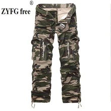 ZYFG свободные мужские брюки, средняя посадка, камуфляжный повседневный комбинезон, штаны с несколькими карманами, весна, лето, Осень, мужская одежда