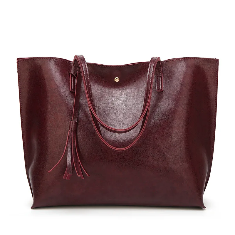 Goede Vintage Schoudertas Voor Vrouwen Boodschappentassen Eenvoudige Kwastje vrouwen Pu Lederen Handtas Bolsas Feminina Big Size Draagtas