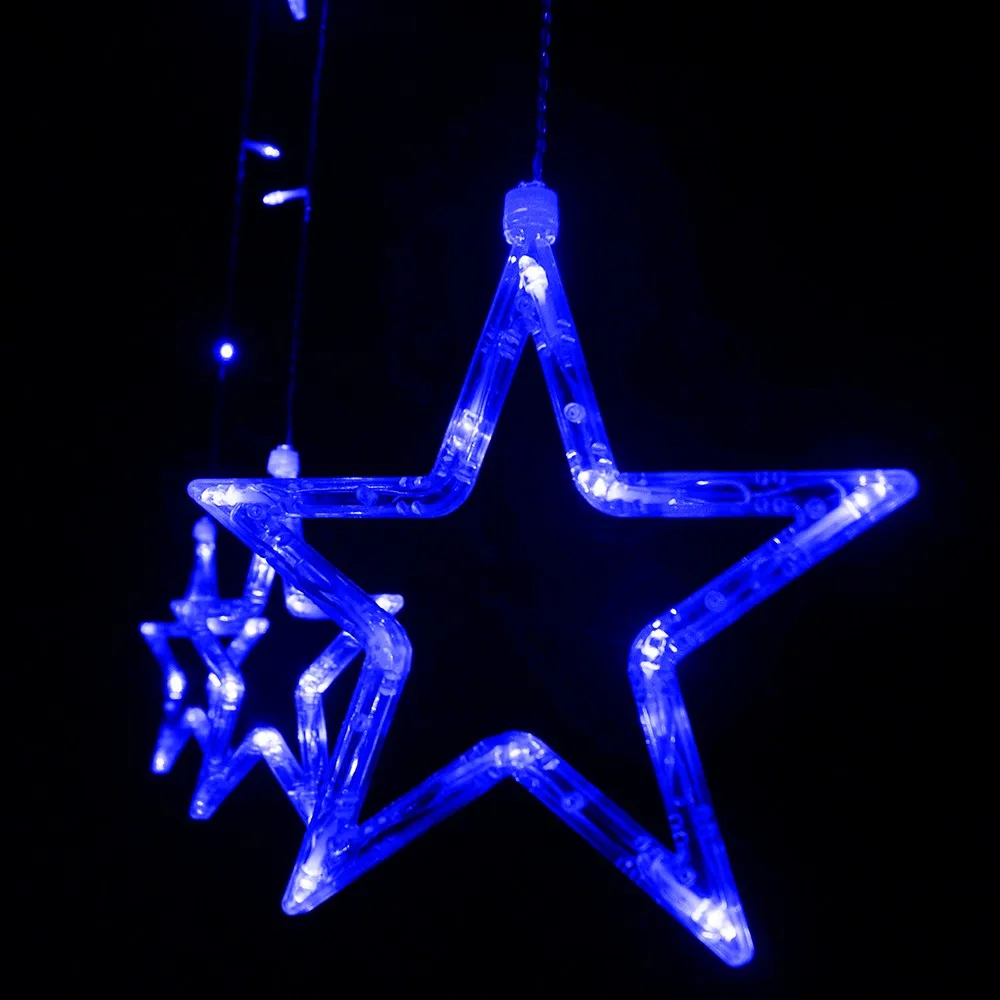 Звезда светодиодный Рождество гирлянда света для Свадебная вечеринка праздник деко Романтический Фея Звезда Шторы Строка свет теплый