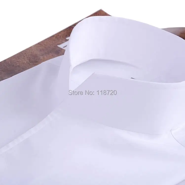 Kopen Mannen Mode Smoking Shirt, Franse Manchetknopen Banket, lange Mouwen Klassieke Stand Kraag 100% Katoen Hoge Kwaliteit Gurantee