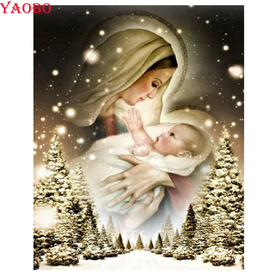 

5D DIY Diamond Painting Religious Virgin Mary And Baby Cross Stitch kits Embroidery Paint with Diamonds Mosaic decoration maison