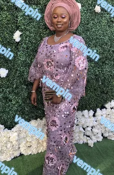 

African Sequins Lace Fabric 2018 Embroidered Nigerian 3D Net Laces Fabric Bridal High Quality French Tulle Lace Fabric