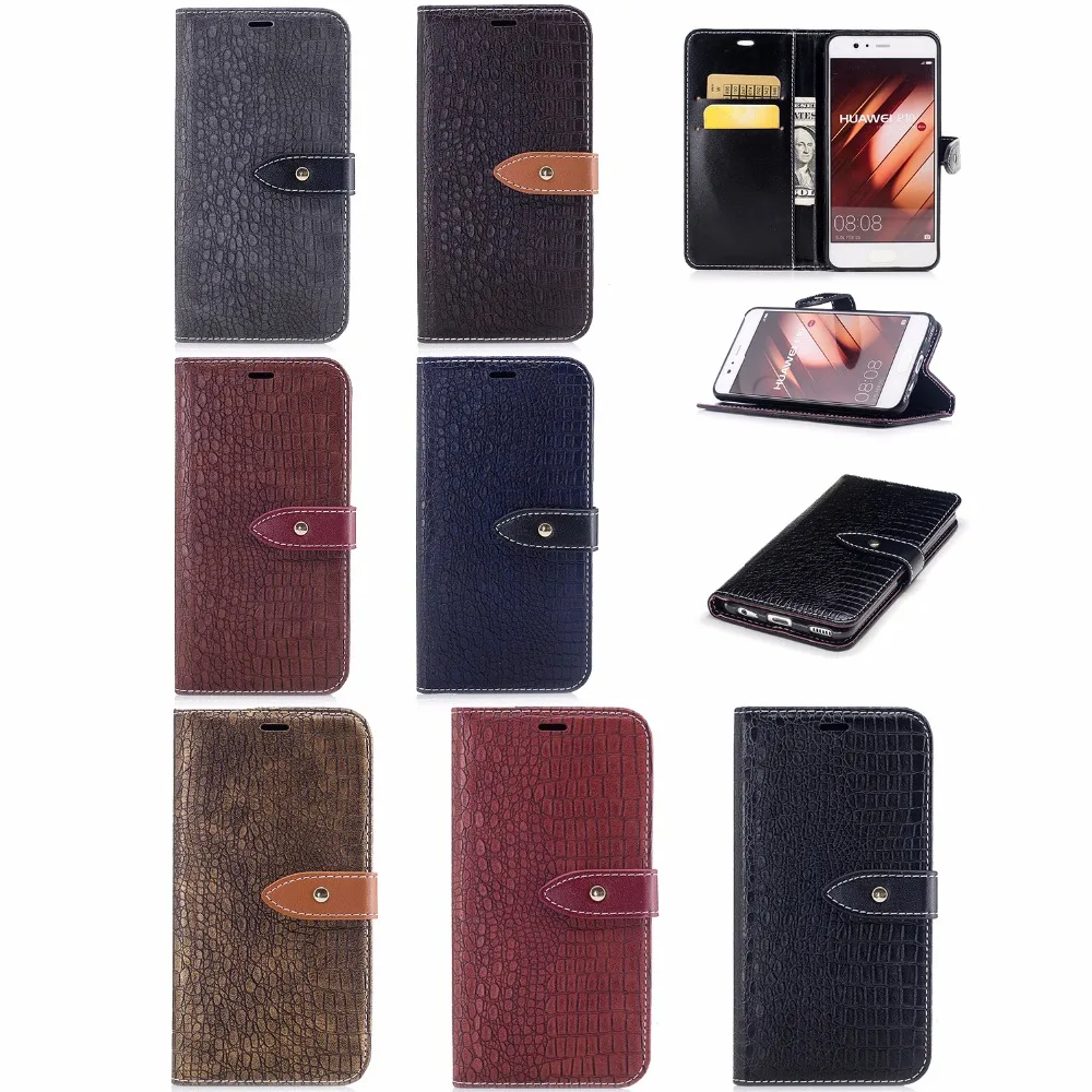 

Wallet Case For Capa Huawei P10 Filp Cover Stand Card Slots Crocodile Pattern PU Leather Luxury Mobile Phone Bags Cases